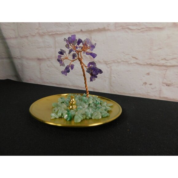 Crystal Gem Tree of Life Incense Stick Holder / Burner with Amethyst & Green Ave - Picture 7 of 9